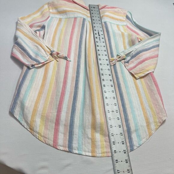 Chico’s Linen Hana Stripe Linen Blend Button Front Shirt Size 1 US Medium - Picture 9 of 9